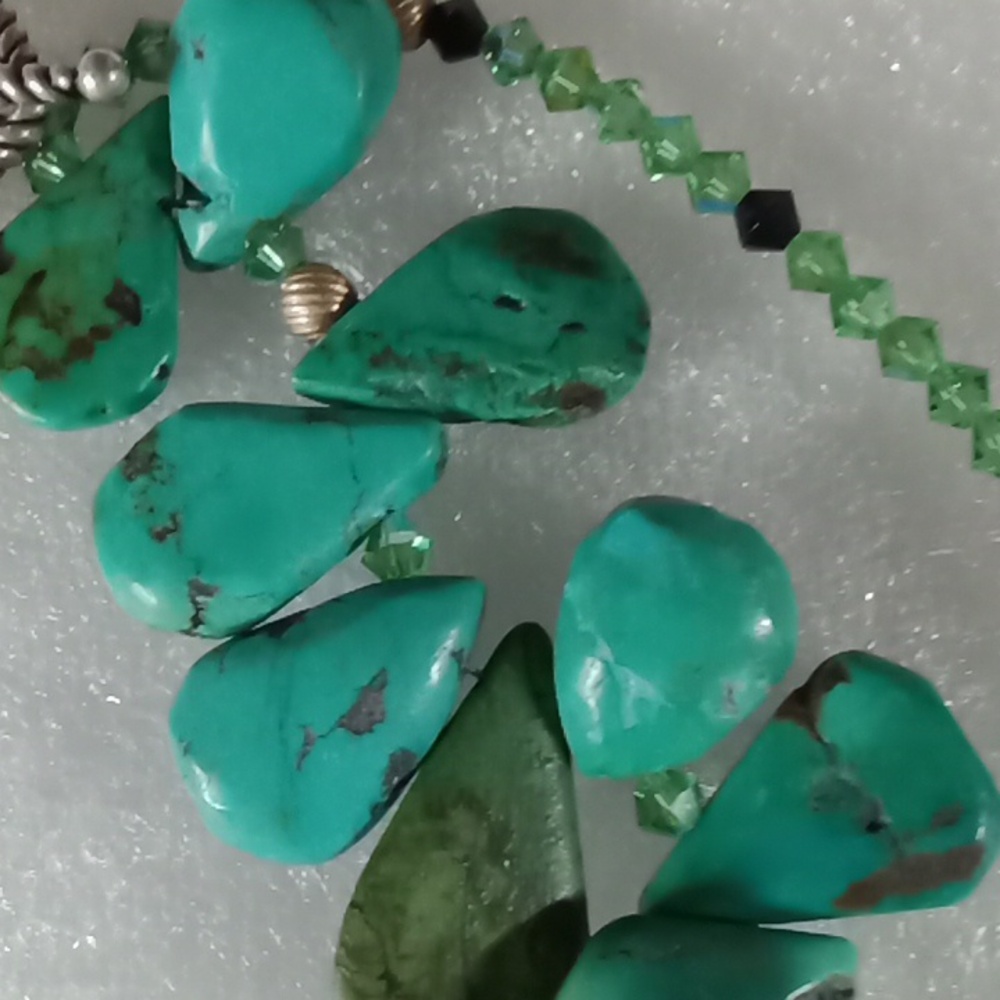 Turquoise Tear Drop Necklace #A365 - Picture 8 of 10